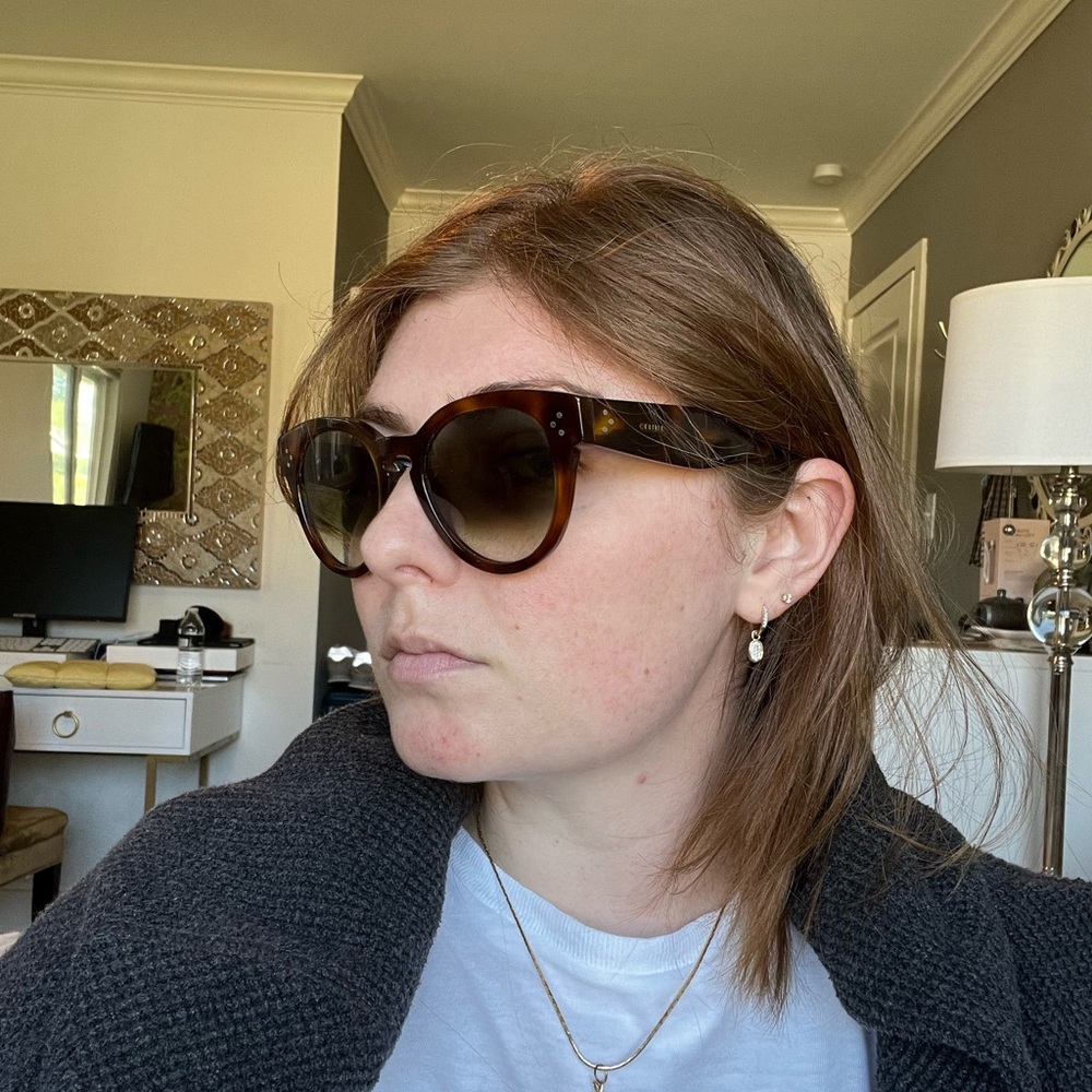 Celine Round Tortoise Gradient Sunglasses With Go… - image 4